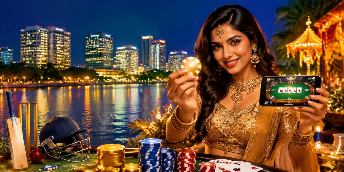 Woman enjoying live casino gaming on mobile in India